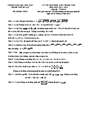 Đề thi học sinh giỏi thành phố Đà Lạt năm học 2011 - 2012 môn thi Toán 9